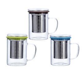 Quid Taza de Vidrio Serenia con Filtro de Acero Inoxidable y Tapa 35 cL