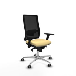 PIQUERAS Y CRESPO Silla de oficina Horna con mecanismo Sincro, Crema y Negro