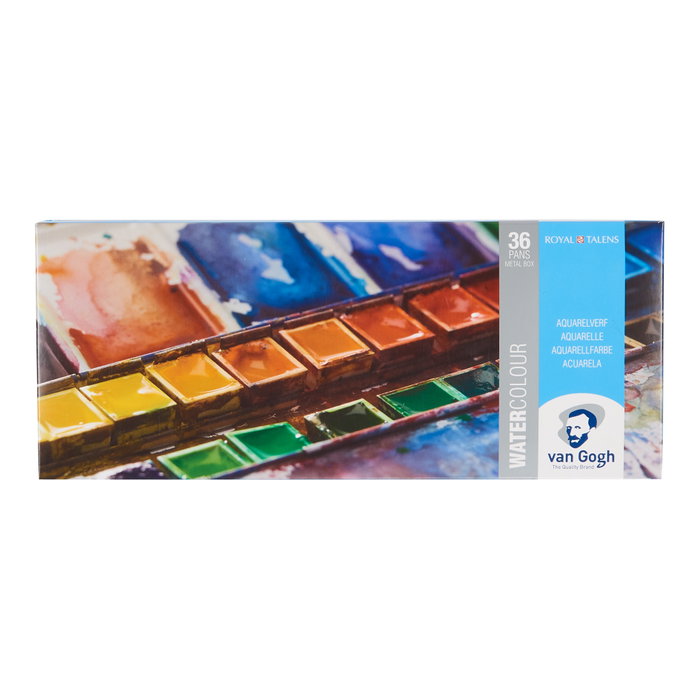 Van Gogh Estuche metálico de acuarelas con 36 colores en medias pastillas + 1 pincel Van Gogh Estuche metálico de acuarelas con 36 colores en medias pastillas + 1 pincel