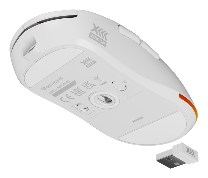 GENESIS Zircon XIII Ratón Juego Ambidextro RF Wireless + USB Type-C Óptico 26000 DPI Blanco