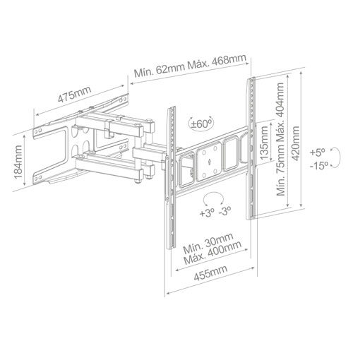 Holmios Soporte de TV con brazo para 32-70 pulgadas
