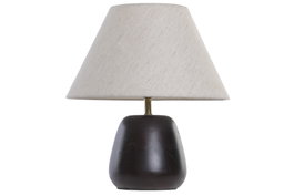 DKD Home Decor Lámpara de Sobremesa Mango y Lino Natural Marrón