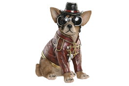 DKD Home Decor Figura Perro Marron Granate Dorado Resina 17 x 32.5 x 23 cm