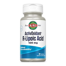 KAL R-Lipoic Acid Activoxidant 60Cap. Ácido Alfa R-Lipoico 100 mg por Cápsula Apto Veganos
