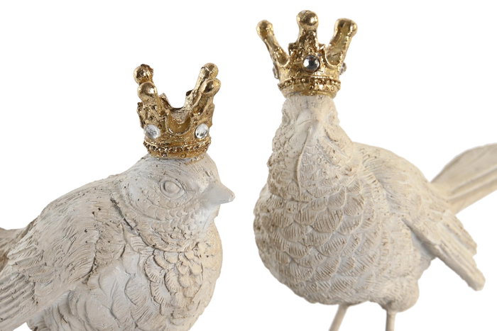 DKD Home Decor Figura de Pájaro en Resina y Metal Blanco y Dorado DKD Home Decor Figura de Pájaro en Resina y Metal Blanco y Dorado