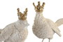 DKD Home Decor Figura de Pájaro en Resina y Metal Blanco y Dorado