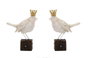 DKD Home Decor Figura de Pájaro en Resina y Metal Blanco y Dorado