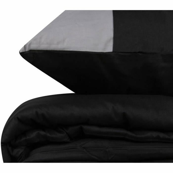 Aucune Juego de cama Negro 100% algodón con funda nórdica y 2 fundas de almohada