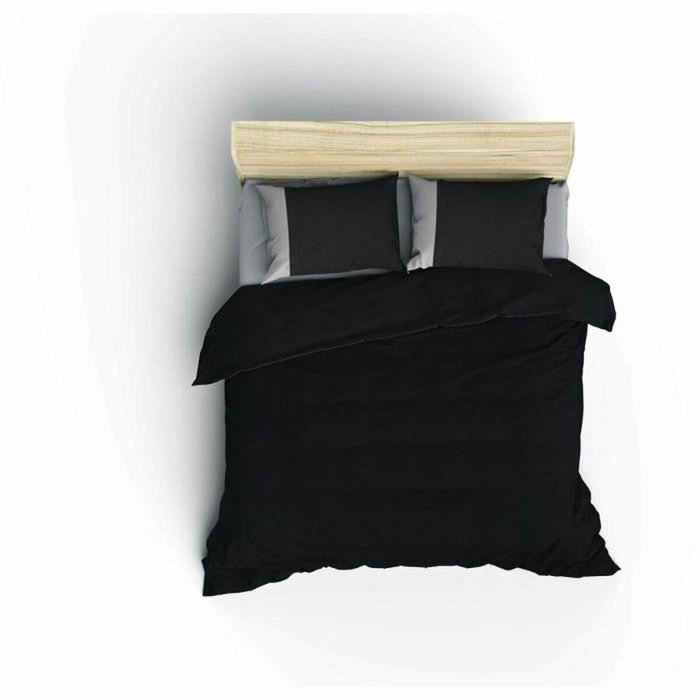 Aucune Juego de cama Negro 100% algodón con funda nórdica y 2 fundas de almohada