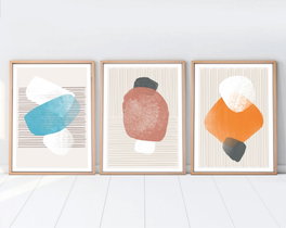 Wallity Pintura Decorativa en MDF con Marco (3 Piezas) 50 x 70 cm