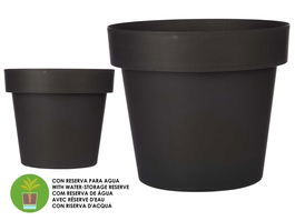 Ibergarden Maceta Plástico Antracita con Reserva de Agua 39x34x39 cm Capacidad 28L (Set de 6)
