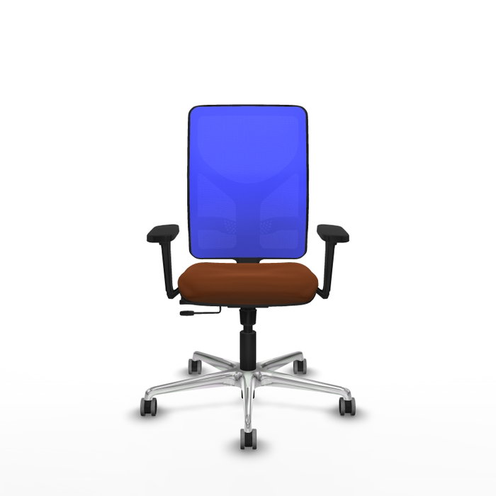 PIQUERAS Y CRESPO Silla de oficina Motilla con mecanismo Sincro/Traslack, Marrón y Azul