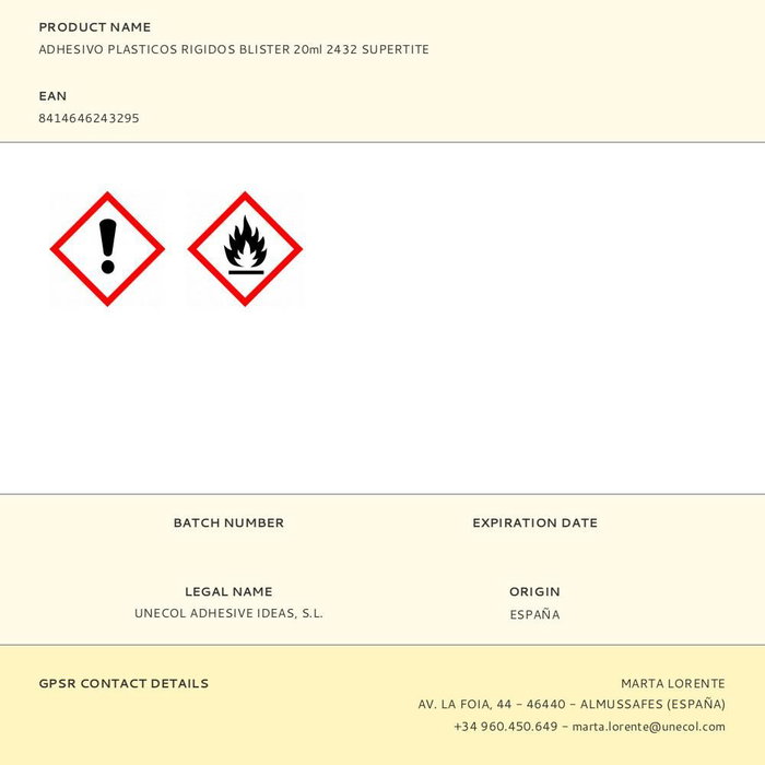 Supertite Adhesivo para Plásticos Rígidos y Duros como PVC, Poliéster o Metacrilato - 20 ml - Ref. 2432