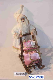 DKD Home Decor Figura de Trineo con Papá Noel Rosa y Gris