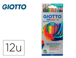 Giotto Stilnovo Lápices de Colores Acuarelables Caja de 12 Colores Surtidos para Efectos Artísticos
