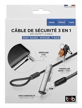 T'nb Cable Lock 3-en-1 compatible con T-bar, Nano y Wedge