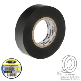 WOLFPACK LINEA PROFESIONAL Cinta Aislante Profesional Negra 19 mm x 25 m