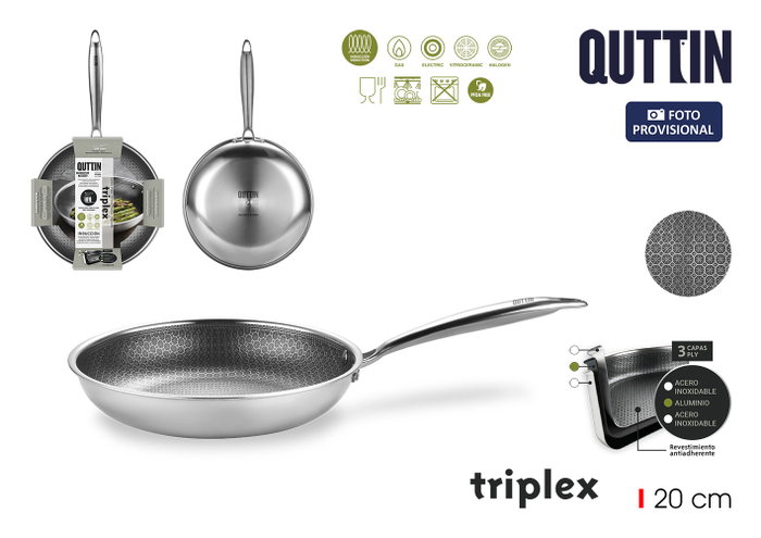 Quttin Sartén de Acero Inducción Triplex 20cm Quttin Sartén de Acero Inducción Triplex 20cm