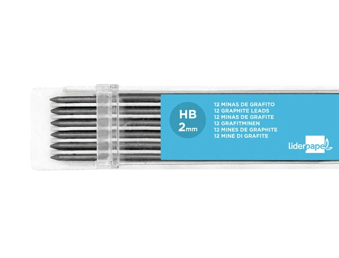 Liderpapel Minas Grafito 2 mm Estuche de 12 Minas Longitud 120 mm HB Liderpapel Minas Grafito 2 mm Estuche de 12 Minas Longitud 120 mm HB