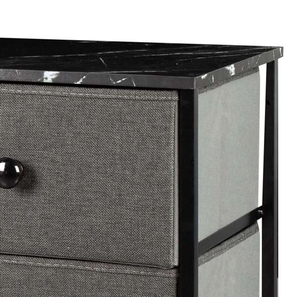 Max Home Cómoda 6 Cajones 80x30x62 cm Gris Acero Panel Fibra Tela
