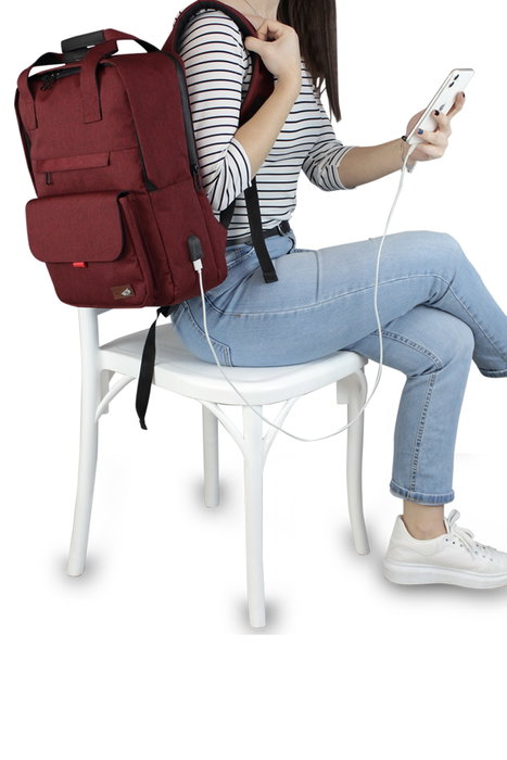 Zoozie Bags Bolsa para Portátil Resistente al Agua con Puerto USB, Elegante y Funcional, 15.6 Pulgadas, Rojo Clarete, 41 x 31 x 12 cm, 22-25L Zoozie Bags Bolsa para Portátil Resistente al Agua con Puerto USB, Elegante y Funcional, 15.6 Pulgadas, Rojo Clarete, 41 x 31 x 12 cm, 22-25L