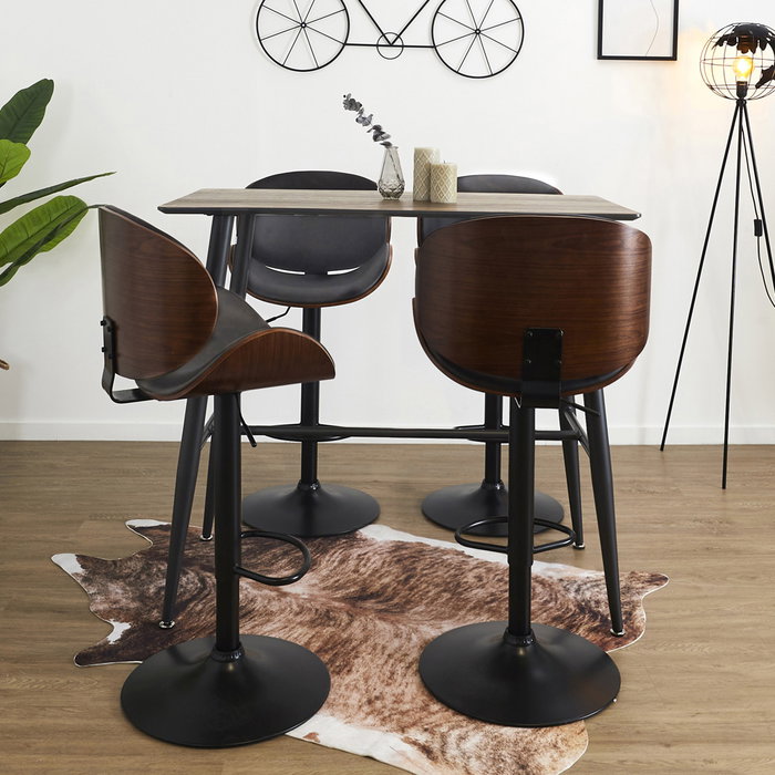 Home Deco Factory Taburete de Bar Regulable Reno 97-118 cm, Asiento Tapizado PU, Soporta 110 kg