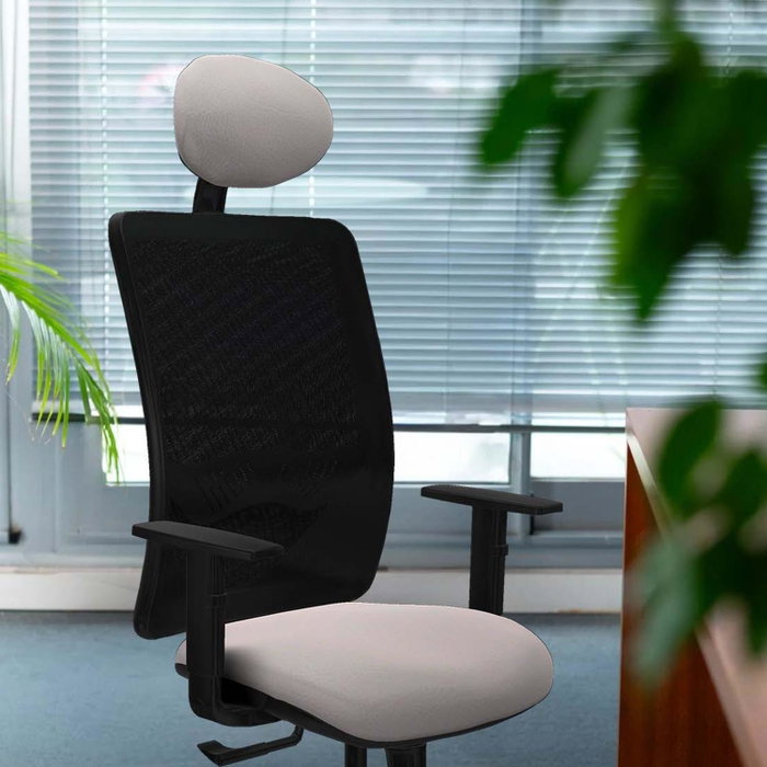 PIQUERAS Y CRESPO Silla de oficina Zulema con mecanismo Sincro, Crema y Gris PIQUERAS Y CRESPO Silla de oficina Zulema con mecanismo Sincro, Crema y Gris