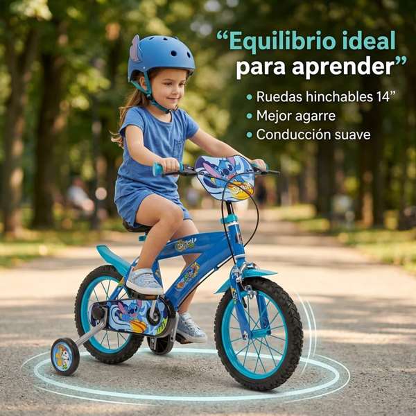 Toimsa Bicicleta Infantil Stitch 14" (4/6 años) Color Azul