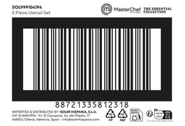 Inde Set 5 Utensilios de Cocina, Conjunto con 5 Piezas, Dimensiones 31.3 x 10.4 x 11.6 cm, Peso 8.95 kg (6 Cajas)