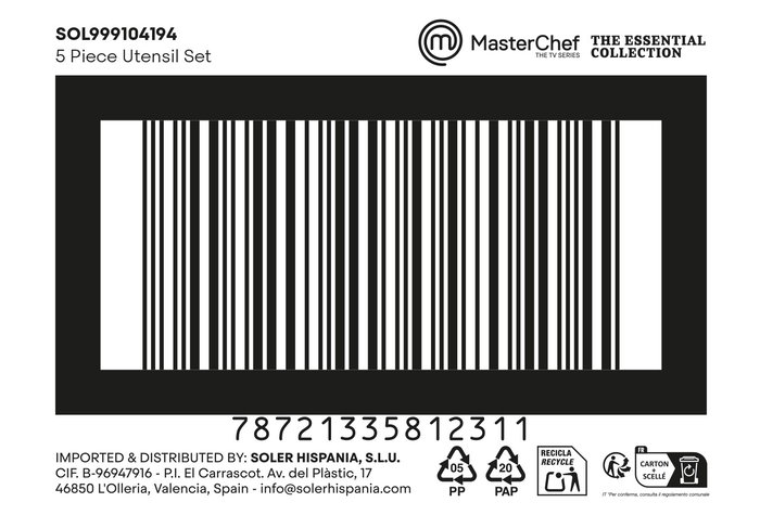 Inde Set 5 Utensilios de Cocina, Conjunto con 5 Piezas, Dimensiones 31.3 x 10.4 x 11.6 cm, Peso 8.95 kg (6 Cajas)