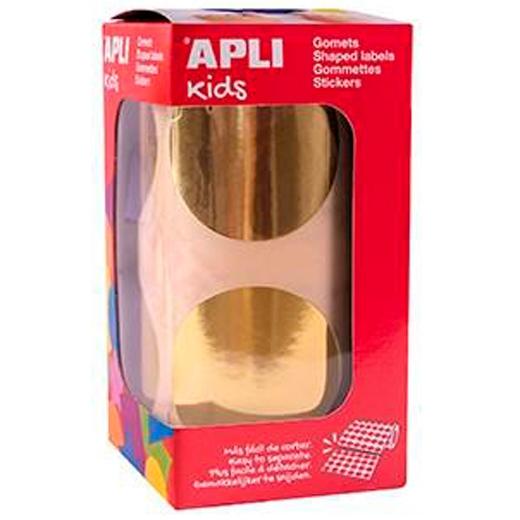 APLI Gomets Redondos Metalizados Oro 45 mm Rollo de 354 uds.