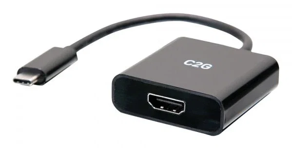 C2G Adaptador USB-C a HDMI C2G54459 Negro - Cable 0.2 m - Conector USB-C Macho a HDMI Hembra - Resolución 4K 60Hz - Plug and Play