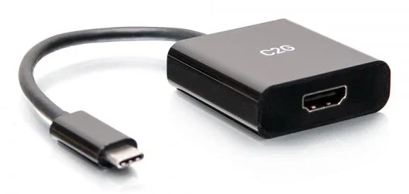 C2G Adaptador USB-C a HDMI C2G54459 Negro - Cable 0.2 m - Conector USB-C Macho a HDMI Hembra - Resolución 4K 60Hz - Plug and Play