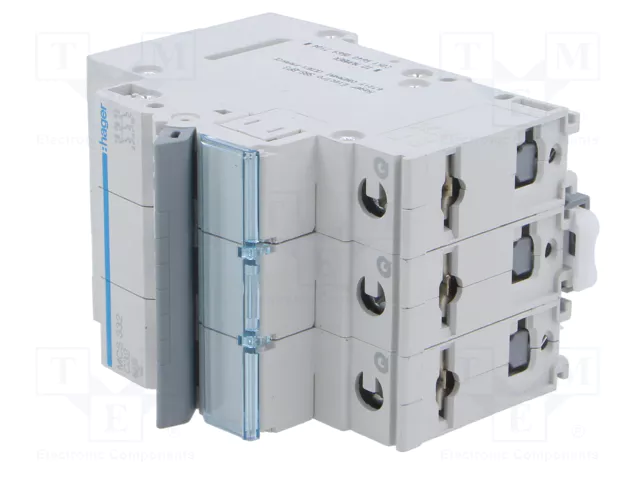 Hager MCS332 Interruptor magnetotérmico 3 polos 32A Tipo C Hager MCS332 Interruptor magnetotérmico 3 polos 32A Tipo C