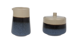 DKD Home Decor Set de 2 Azucareros LOVING 25 en Porcelana Azul y Gris
