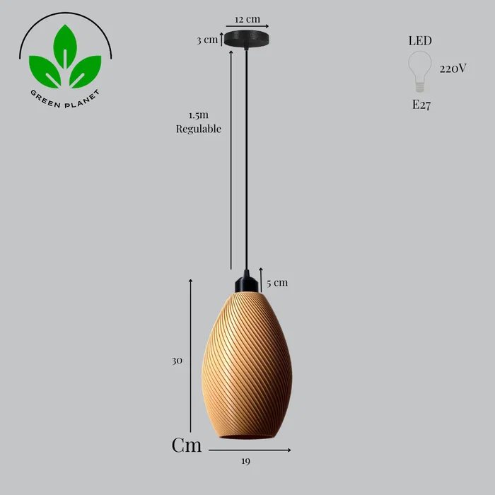 Paval Lámpara Colgante Beige/Florón Negro/Cable Negro, Iluminación Moderna y Sostenible para Hogar y Oficina