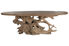 DKD Home Decor Mesa de Comedor de Teca con Base Raíz Natural