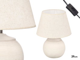 Giftdecor Lámpara Rayas Blanca 39 cm E27 Cerámica y Tela IP20 29x29x30 cm (Set de 4)