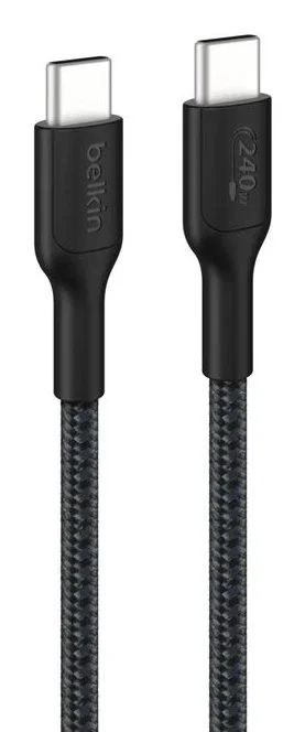 Belkin Cable USB-C a USB-C Trenzado, Negro, 1m, 240W