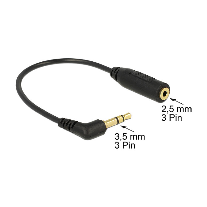 DeLOCK Cable de Audio 3,5 mm Macho Angular a 2,5 mm Hembra