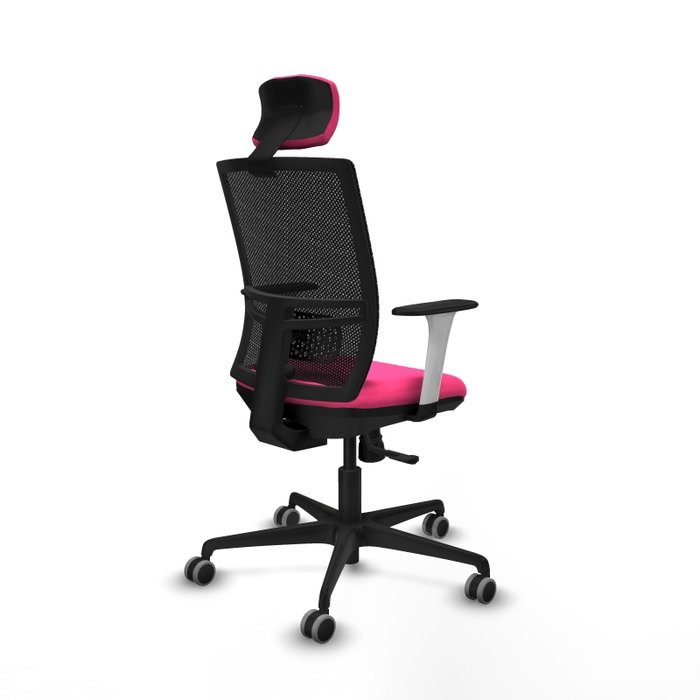 PIQUERAS Y CRESPO Silla de oficina Yunquera con mecanismo Sincro, Rosa y Negro