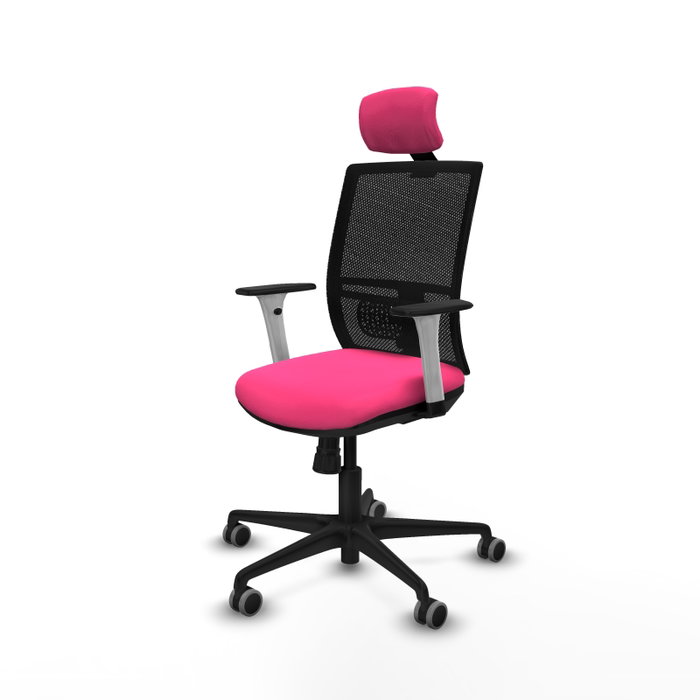 PIQUERAS Y CRESPO Silla de oficina Yunquera con mecanismo Sincro, Rosa y Negro