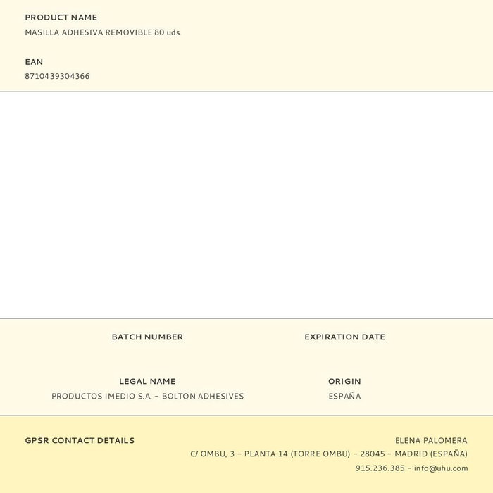 Imedio Masilla Patafix Adhesivo Blanco Removible 80 Pastillas