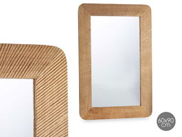 Giftdecor Espejo 60 x 90 cm con Marco de Madera de Mango en Color Marrón Natural