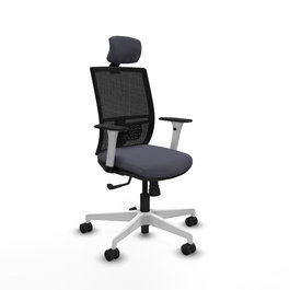PIQUERAS Y CRESPO Silla de oficina Yunquera con mecanismo Sincro, Gris oscuro y Negro