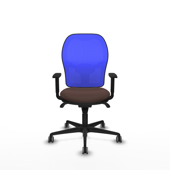 PIQUERAS Y CRESPO Silla de oficina Jorquera con mecanismo sincro, marrón y azul PIQUERAS Y CRESPO Silla de oficina Jorquera con mecanismo sincro, marrón y azul