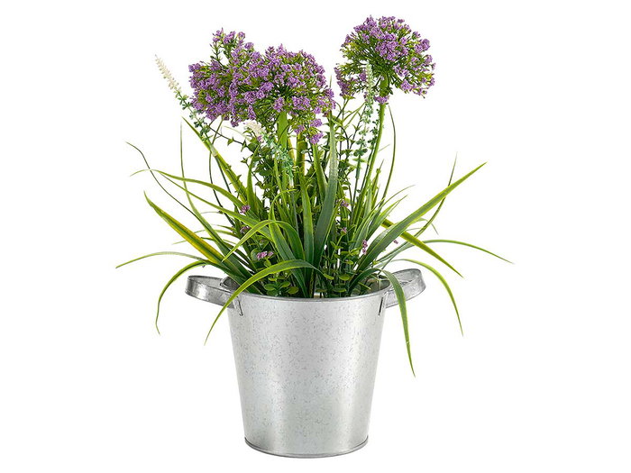 Ibergarden Cubo con Asas Anchas de Zinc, 20x14x16.2 cm, Color Plata (Set de 24)