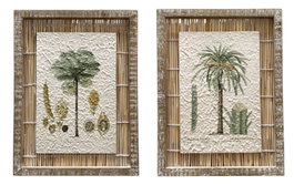 DKD Home Decor Cuadros Abeto Ratán 30x2,5x40 Palmera Surtido de 2