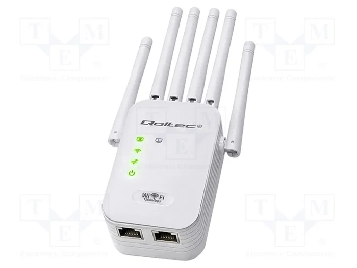Qoltec Repetidor y Access Point AC1200 con 6 Antenas y 2x RJ45 Qoltec Repetidor y Access Point AC1200 con 6 Antenas y 2x RJ45