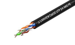 Lanview Cable de Red Exterior Cat5e U-UTP 305 Metros Negro - AWG24, PE, 4 Pares, 0.51mm, Caja Reeleex, Fca